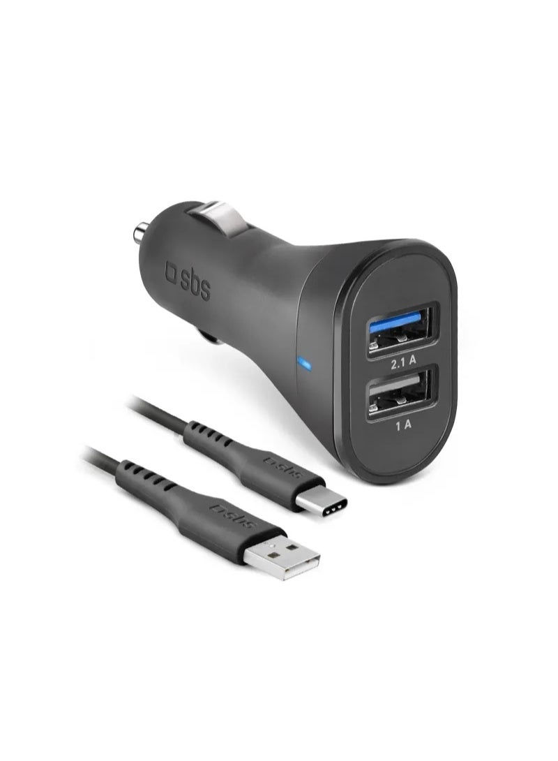 اس بي اس إس بي إس طقم شاحن سيارة بقوة 10 وات مع مخرجين USB بقوة 2.1 أمبير و1 أمبير، شحن ذكي، كابل للشحن ونقل البيانات من النوع C - Image 5